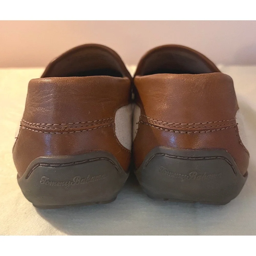 Tommy Bahama Taza Fronds Loafers Mens 9D Brown Excellent Canvas Leather